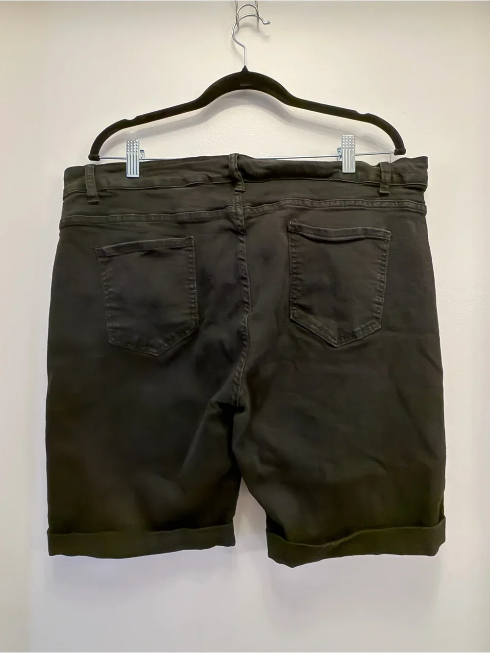 Roswear Denim Bermuda Shorts Women's XXL Plus Black Cuffed Stretch Jean Shorts
